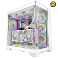 Antec C8 White Case — RTX 40 Compatible, Dual-Chamber, tooless Design, Type-C, 360mm Radiator Support, Seamless Tempered Glass Front & Side Panels, High Airflow Full-Tower E-ATX PC Case - Fans not Included