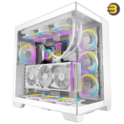 Antec C8 White Case — RTX 40 Compatible, Dual-Chamber, tooless Design, Type-C, 360mm Radiator Support, Seamless Tempered Glass Front & Side Panels, High Airflow Full-Tower E-ATX PC Case - Fans not Included