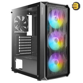 Antec NX292 Mid Tower RGB Gaming Casing 4Fans (3x 120M ARGB) F (1x 120M ARGB) R + ATOM V550 550W PSU