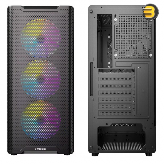 Antec VX310 ARGB Mid-Tower Gaming Case with 4x120mm Pre-installed ARGB Fans + Atom V650 650W 80+ Bronze PSU – Tempered Glass Side Panel, USB 3.0, Supports ATX/Micro-ATX/Mini-ITX