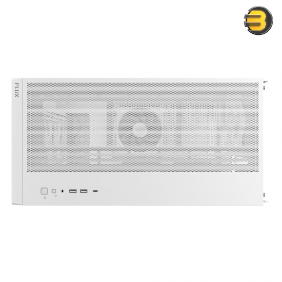 Antec FLUX White — 5 x PWM Fans Included, High-Airflow Front Panel With Birch Wood, Type-C, 420mm Radiator & Back Connect Motherboard Support, Up to 9 Fans Simultaneously, Mid-Tower E-ATX PC Case