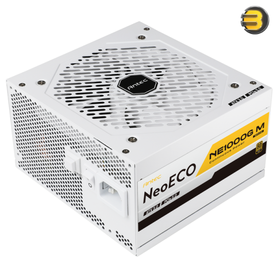 ANTEC 1000W NeoECO NE1000G M White — ATX3.0, Full Modular PSU, 80 Plus Gold, PCIE 5.0 Support, PhaseWave Design, Japanese Caps, Zero RPM Manager, Silent 120mm Fan