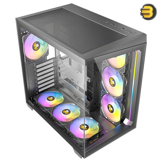 Antec C5 ARGB Black, 7 x 120mm ARGB PWM Fans Included, Up to 10 Fans Simultaneously, Type-C 3.2 Gen 2 Port, Seamless Tempered Glass Front & Side Panels, 360mm Radiator Support, Mid-Tower ATX PC Case