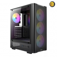 Antec VX310 ARGB Mid-Tower Gaming Case with 4x120mm Pre-installed ARGB Fans + Atom V650 650W 80+ Bronze PSU – Tempered Glass Side Panel, USB 3.0, Supports ATX/Micro-ATX/Mini-ITX