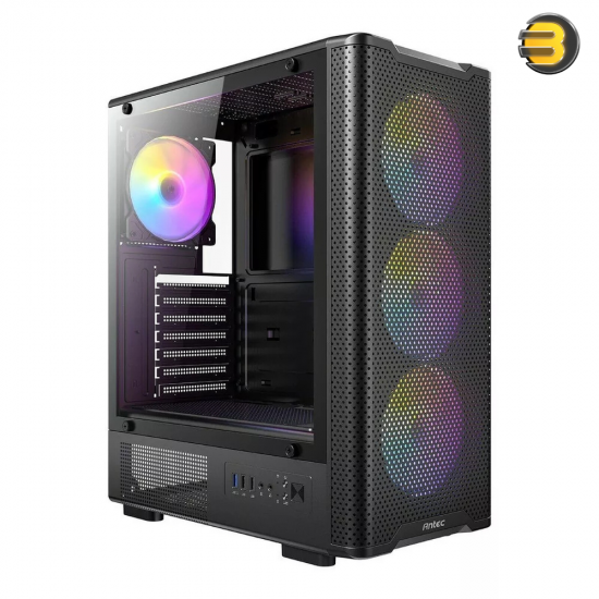 Antec VX310 ARGB Mid-Tower Gaming Case with 4x120mm Pre-installed ARGB Fans + Atom V650 650W 80+ Bronze PSU – Tempered Glass Side Panel, USB 3.0, Supports ATX/Micro-ATX/Mini-ITX