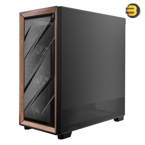 Antec FLUX — 5 x PWM Fans Included, High-Airflow Front Panel With Birch Wood, Type-C, 420mm Radiator & Back Connect Motherboard Support, Up to 9 Fans Simultaneously, Mid-Tower E-ATX PC Case