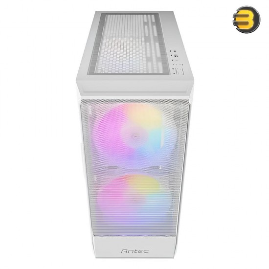 ANTEC NX416L White — High Airflow Mesh Front Panel, 2 x 160mm & 1 x 120mm ARGB Fans Included, Type-C, Tempered Glass Hinge Side Panel, Up to 11 Fans, 360mm Radiator Support, Mid-Tower ATX Gaming Case