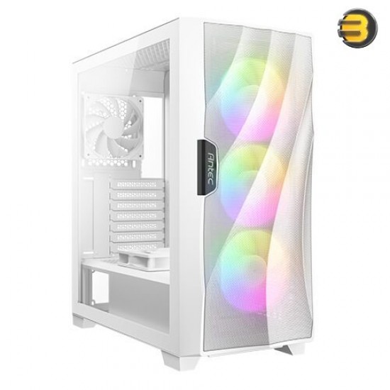 Antec DF700 Flux, Mid Tower White, ATX Gaming Case, Tempered Glass Side Panel, USB3.0 x 2, 360 mm Radiator Support, 3 x 120 mm ARGB, 1 x 120 mm Reverse & 1 x 120 mm Fans Included
