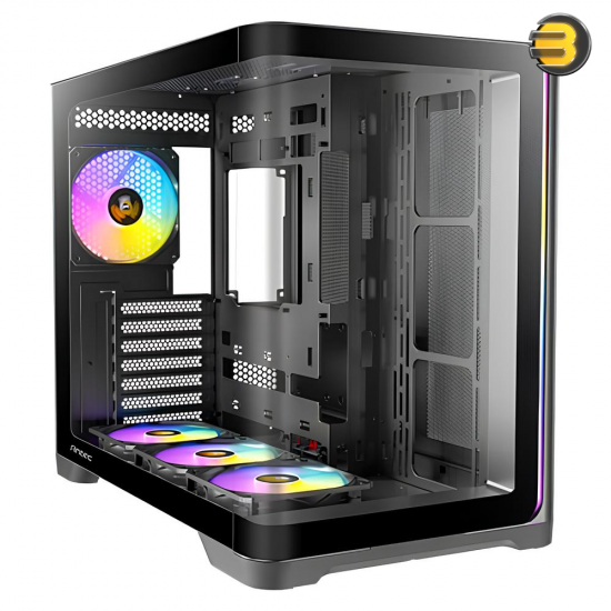 Antec C5 Curve ARGB Mid-Tower ATX Gaming Case – Curved Tempered Glass Side Panel, 4 Pre-installed ARGB Fans, Solid Front Panel, USB 3.0, Supports ATX/Micro-ATX/Mini-ITX