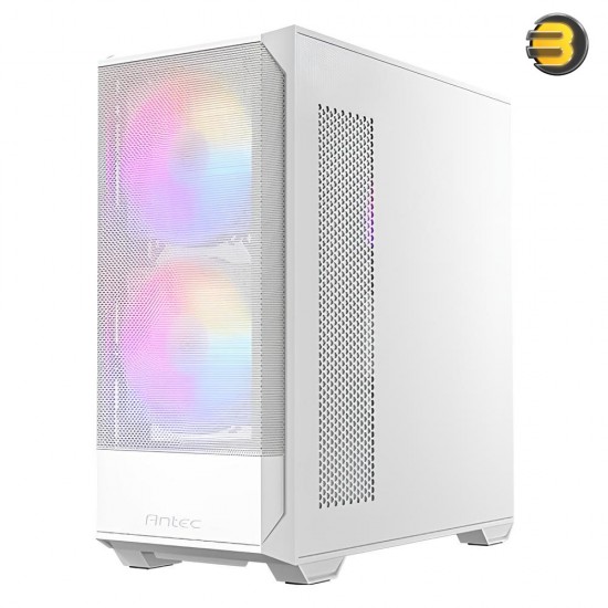 ANTEC NX416L White — High Airflow Mesh Front Panel, 2 x 160mm & 1 x 120mm ARGB Fans Included, Type-C, Tempered Glass Hinge Side Panel, Up to 11 Fans, 360mm Radiator Support, Mid-Tower ATX Gaming Case