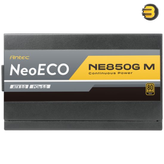 Antec 850W NeoECO NE850G M ATX3.0 — Full Modular PSU, 80 Plus Gold Certified, PCIE 5.0 Support, PhaseWave Design, Japanese Caps, Zero RPM Manager, Silent 120mm Fan