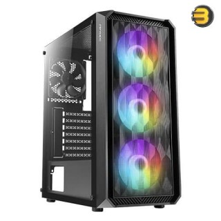 Antec NX292 Mid Tower RGB Gaming Casing 4Fans (3x 120M ARGB) F (1x 120M ARGB) R + ATOM V550 550W PSU