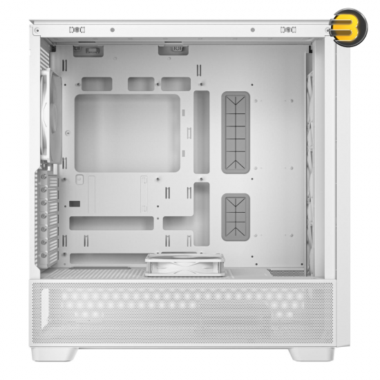 Antec FLUX White — 5 x PWM Fans Included, High-Airflow Front Panel With Birch Wood, Type-C, 420mm Radiator & Back Connect Motherboard Support, Up to 9 Fans Simultaneously, Mid-Tower E-ATX PC Case