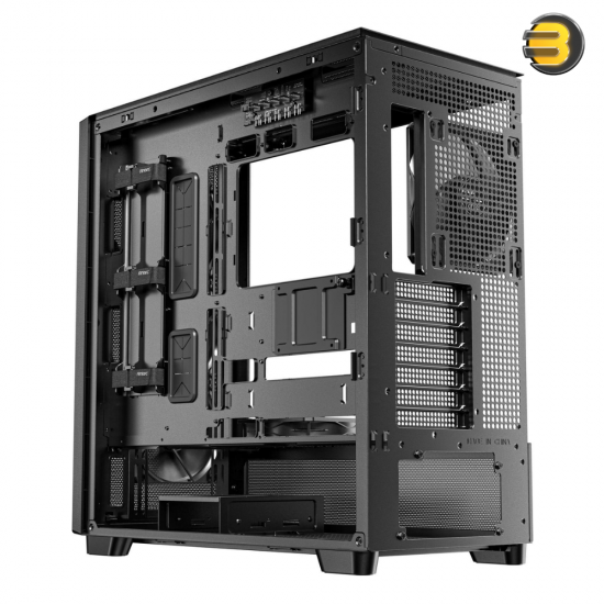 Antec FLUX — 5 x PWM Fans Included, High-Airflow Front Panel With Birch Wood, Type-C, 420mm Radiator & Back Connect Motherboard Support, Up to 9 Fans Simultaneously, Mid-Tower E-ATX PC Case