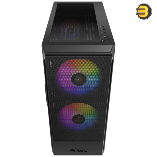 ANTEC NX416L Black — High Airflow Mesh Front Panel, 2 x 160mm & 1 x 120mm ARGB Fans Included, Type-C, Tempered Glass Hinge Side Panel, Up to 11 Fans, 360mm Radiator Support, Mid-Tower ATX Gaming Case