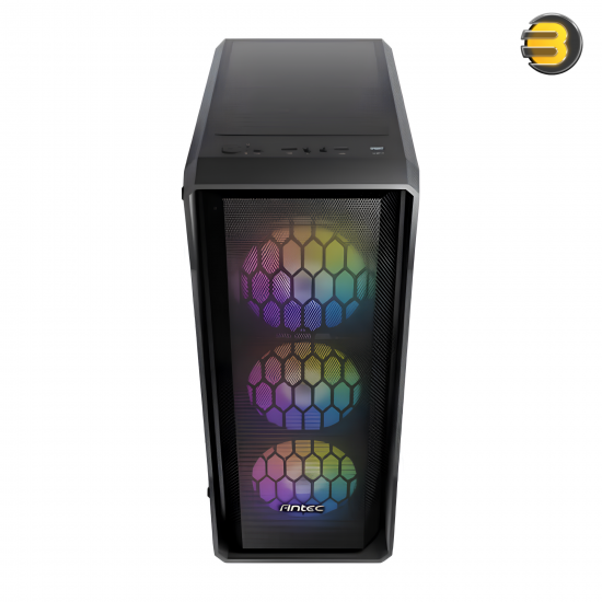 Antec NX360 Elite ARGB Mid-Tower ATX Gaming Case + Antec Atom V450 450W Power Supply —  Tempered Glass Side Panel, Mesh Front, 4x 120mm ARGB Fans, Radiator Support up to 360mm ,Silent 120mm Fan, Multiple Protections, Compatible with ATX, Micro-ATX, ITX