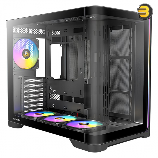 Antec C5 Curve ARGB Mid-Tower ATX Gaming Case – Curved Tempered Glass Side Panel, 4 Pre-installed ARGB Fans, Solid Front Panel, USB 3.0, Supports ATX/Micro-ATX/Mini-ITX