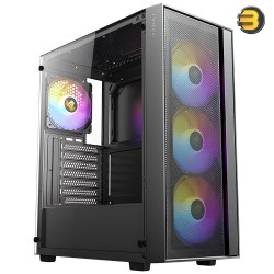 Antec AX65 ARGB Mid-Tower Case (4×120mm ARGB Fans) + Atom V450 450W Non-Modular Power Supply