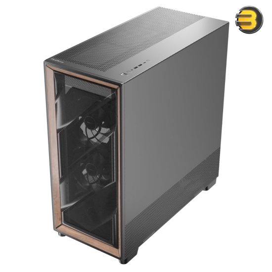 Antec Flux Pro — 6 x PWM Fans Included, High-Airflow Front Panel with Walnut Wood, iShift PSU 90° Mount, USB3.0 x 2, Type-C, 420mm Radiator Support, Temp. Display, Full-Tower E-ATX PC Case