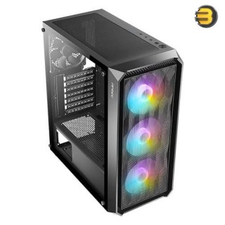 Antec NX292 Mid Tower RGB Gaming Casing 4Fans (3x 120M ARGB) F (1x 120M ARGB) R + ATOM V550 550W PSU