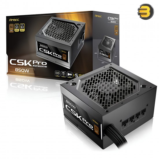 Antec CSK850 PRO ATX3.1 850W 80+ Bronze Semi-Modular Power Supply – 12V-2x6 (12VHPWR) PCIe 5.1 Connector, 120mm Silent Fan, ATX 3.1 Compliant, 5-Year Warranty Antec CSK850 PRO ATX3.1 850W 80+ Bronze Semi-Modular Power Supply – 12V-2x6 (12VHPWR) PCIe 5.1 Connector, 120mm Silent Fan, ATX 3.1 Compliant, 5-Year Warranty
