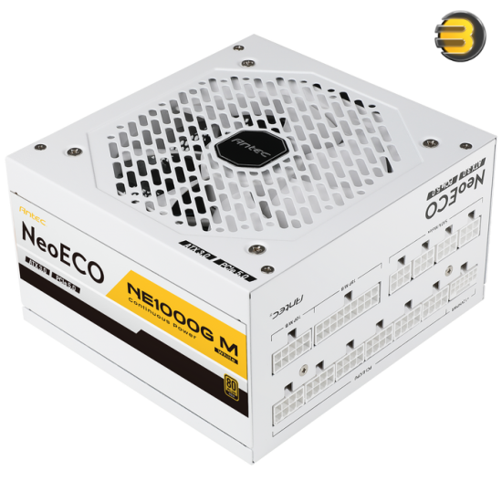 ANTEC 1000W NeoECO NE1000G M White — ATX3.0, Full Modular PSU, 80 Plus Gold, PCIE 5.0 Support, PhaseWave Design, Japanese Caps, Zero RPM Manager, Silent 120mm Fan