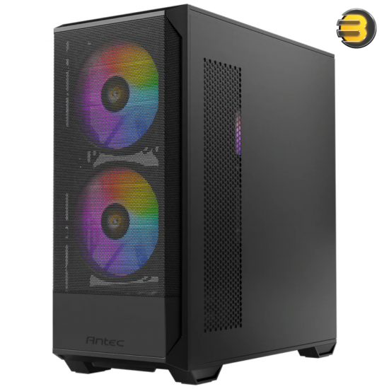 ANTEC NX416L Black — High Airflow Mesh Front Panel, 2 x 160mm & 1 x 120mm ARGB Fans Included, Type-C, Tempered Glass Hinge Side Panel, Up to 11 Fans, 360mm Radiator Support, Mid-Tower ATX Gaming Case