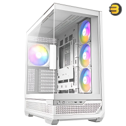 Antec C7 ARGB WHITE , RTX 40 GPU Support, 4 x 120mm ARGB PWM Fans Included, Vertical GPU Cooling, Type-C 10Gbps, Seamless Tempered Glass Front & Side Panels, 360mm Radiator Support, Mid-Tower E-ATX PC Case