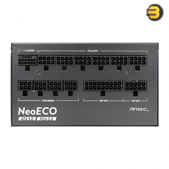 ANTEC 1300W NeoECO NE1300G M ATX3.0 — Full Modular PSU, 80 Plus Gold Certified, PCIE 5.0 Support, PhaseWave Design, Japanese Caps, Zero RPM Manager, Silent 120mm Fan