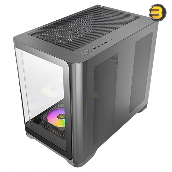 Antec C5 Curve ARGB Mid-Tower ATX Gaming Case – Curved Tempered Glass Side Panel, 4 Pre-installed ARGB Fans, Solid Front Panel, USB 3.0, Supports ATX/Micro-ATX/Mini-ITX