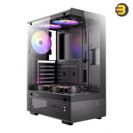 Antec VCX300 ARGB ATX Mid-Tower Gaming Case + 650W PSU – Tempered Glass Side Panel, 5 Pre-installed ARGB Fans, Solid Front Panel, USB 3.0, Supports ATX/Micro-ATX/Mini-ITX Antec VCX300 ARGB ATX Mid-Tower Gaming Case + 650W PSU – Tempered Glass Side Panel, 5 Pre-installed ARGB Fans, Solid Front Panel, USB 3.0, Supports ATX/Micro-ATX/Mini-ITX