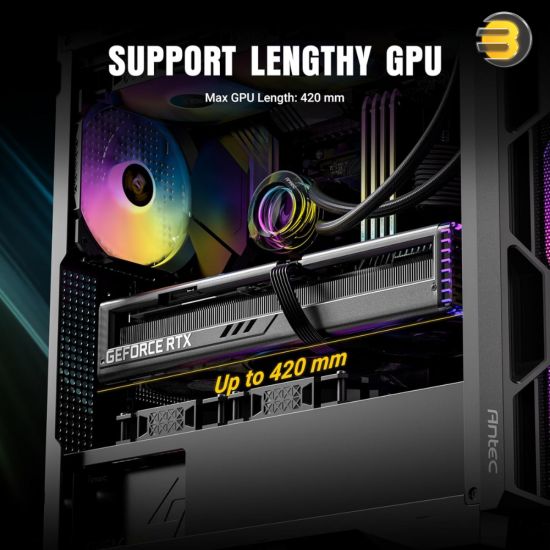 Antec AX1000 ARGB Mid-Tower Gaming Case – High-Airflow Design with 4 Pre-Installed 140mm ARGB PWM Fans (3 Front + 1 Rear), Tempered Glass Side Panel, ATX / mATX / Mini-ITX Support