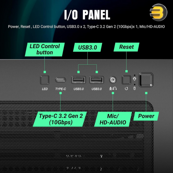 Antec AX1000 ARGB Mid-Tower Gaming Case – High-Airflow Design with 4 Pre-Installed 140mm ARGB PWM Fans (3 Front + 1 Rear), Tempered Glass Side Panel, ATX / mATX / Mini-ITX Support