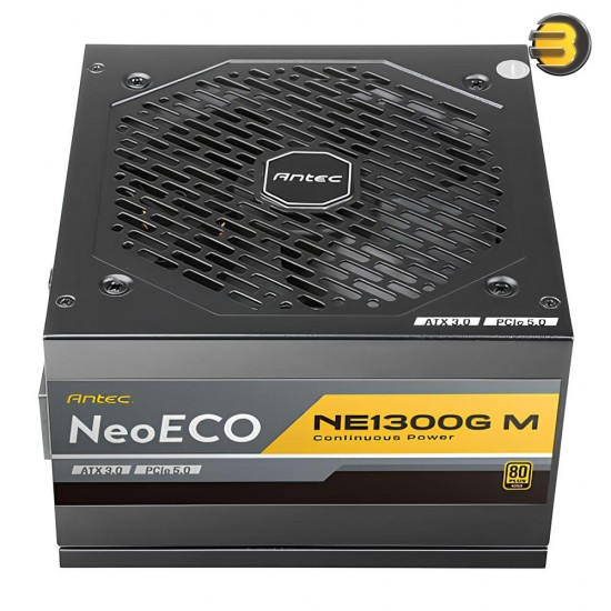 ANTEC 1300W NeoECO NE1300G M ATX3.0 — Full Modular PSU, 80 Plus Gold Certified, PCIE 5.0 Support, PhaseWave Design, Japanese Caps, Zero RPM Manager, Silent 120mm Fan