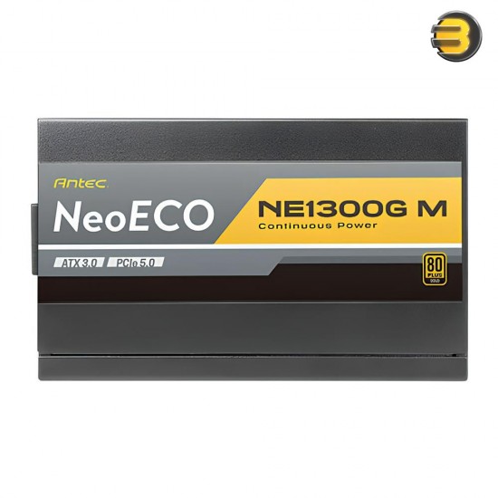 ANTEC 1300W NeoECO NE1300G M ATX3.0 — Full Modular PSU, 80 Plus Gold Certified, PCIE 5.0 Support, PhaseWave Design, Japanese Caps, Zero RPM Manager, Silent 120mm Fan