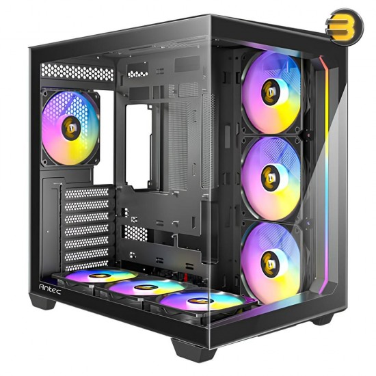 Antec C5 ARGB Black, 7 x 120mm ARGB PWM Fans Included, Up to 10 Fans Simultaneously, Type-C 3.2 Gen 2 Port, Seamless Tempered Glass Front & Side Panels, 360mm Radiator Support, Mid-Tower ATX PC Case