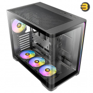 Antec C5 Curve ARGB Mid-Tower ATX Gaming Case – Curved Tempered Glass Side Panel, 4 Pre-installed ARGB Fans, Solid Front Panel, USB 3.0, Supports ATX/Micro-ATX/Mini-ITX