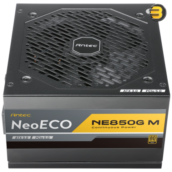 Antec 850W NeoECO NE850G M ATX3.0 — Full Modular PSU, 80 Plus Gold Certified, PCIE 5.0 Support, PhaseWave Design, Japanese Caps, Zero RPM Manager, Silent 120mm Fan