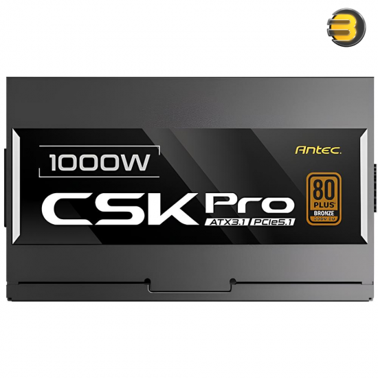 Antec CSK1000 PRO ATX3.1 1000W 80+ Bronze Semi-Modular Power Supply – Native 12V-2x6 (12VHPWR) PCIe 5.1 Connector, 120mm Silent Fan, ATX 3.1 Compliant, 5-Year Warranty Antec CSK1000 PRO ATX3.1 1000W 80+ Bronze Semi-Modular Power Supply – Native 12V-2x6 (12VHPWR) PCIe 5.1 Connector, 120mm Silent Fan, ATX 3.1 Compliant, 5-Year Warranty