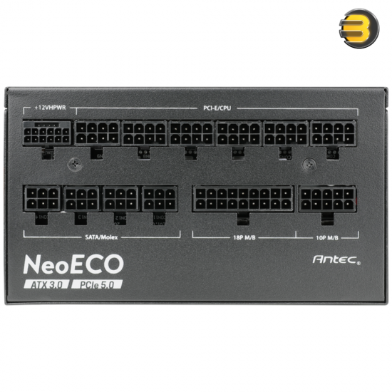 Antec 850W NeoECO NE850G M ATX3.0 — Full Modular PSU, 80 Plus Gold Certified, PCIE 5.0 Support, PhaseWave Design, Japanese Caps, Zero RPM Manager, Silent 120mm Fan