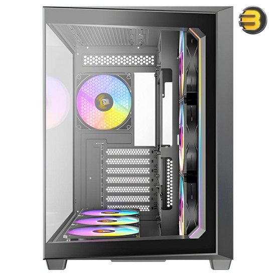 Antec C5 ARGB Black, 7 x 120mm ARGB PWM Fans Included, Up to 10 Fans Simultaneously, Type-C 3.2 Gen 2 Port, Seamless Tempered Glass Front & Side Panels, 360mm Radiator Support, Mid-Tower ATX PC Case