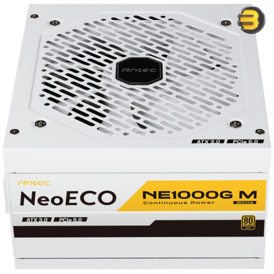 ANTEC 1000W NeoECO NE1000G M White — ATX3.0, Full Modular PSU, 80 Plus Gold, PCIE 5.0 Support, PhaseWave Design, Japanese Caps, Zero RPM Manager, Silent 120mm Fan