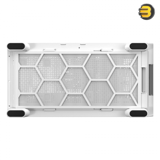 Antec FLUX White — 5 x PWM Fans Included, High-Airflow Front Panel With Birch Wood, Type-C, 420mm Radiator & Back Connect Motherboard Support, Up to 9 Fans Simultaneously, Mid-Tower E-ATX PC Case