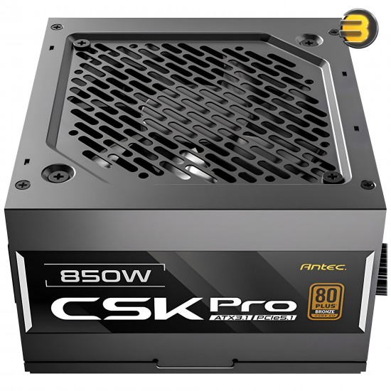 Antec CSK850 PRO ATX3.1 850W 80+ Bronze Semi-Modular Power Supply – 12V-2x6 (12VHPWR) PCIe 5.1 Connector, 120mm Silent Fan, ATX 3.1 Compliant, 5-Year Warranty Antec CSK850 PRO ATX3.1 850W 80+ Bronze Semi-Modular Power Supply – 12V-2x6 (12VHPWR) PCIe 5.1 Connector, 120mm Silent Fan, ATX 3.1 Compliant, 5-Year Warranty