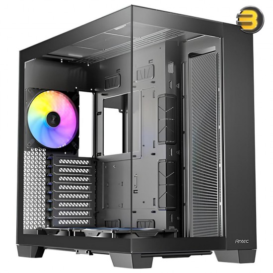 Antec C8 Black Case — RTX 40 Compatible, Dual-Chamber, tooless Design, Type-C, 360mm Radiator Support, Seamless Tempered Glass Front & Side Panels, High Airflow Full-Tower E-ATX PC Case - Fans not Included