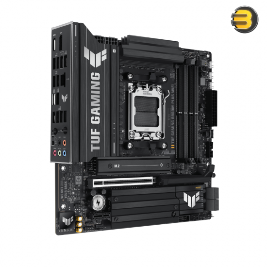 ASUS TUF GAMING B850M-PLUS WIFI – 14+2+1 80A Power, DDR5 8000+ MT/s (AEMP), PCIe 5.0, USB 20Gbps/10Gbps, WiFi 6E, 2.5GbE, DIY Friendly, Pre-Mounted I/O, Aura Sync RGB