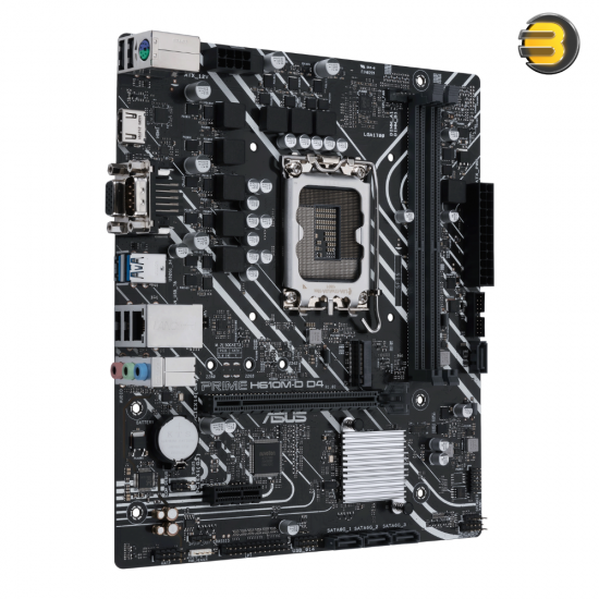 Asus Prime H610M-D D4 Mic ATX Motherboard — LGA 1700 Socket, DDR4 Support, PCIe 4.0, M.2 Slot, 1Gb Ethernet, HDMI, D-Sub, USB 3.2 Gen, SATA 6 Gbps, COM Port, LPT / RGB Header - 90MB1A00-M0EAY0