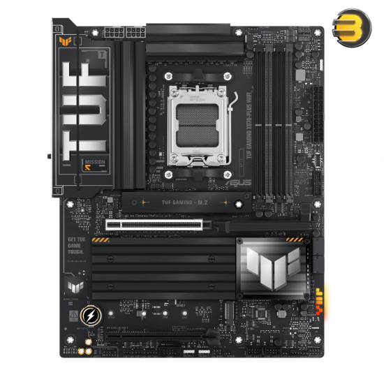 ASUS TUF GAMING X870-PLUS WIFI — AMD AM5 X870 ATX motherboard, 16+2+1, 80A SPS power stages, DDR5, PCIe 5.0 Ready, four M.2 slots, Wi-Fi 7, 2.5Gb LAN, HDMI, USB4 40Gbps, SATA 6 Gbps, USB 20Gbps Type-C