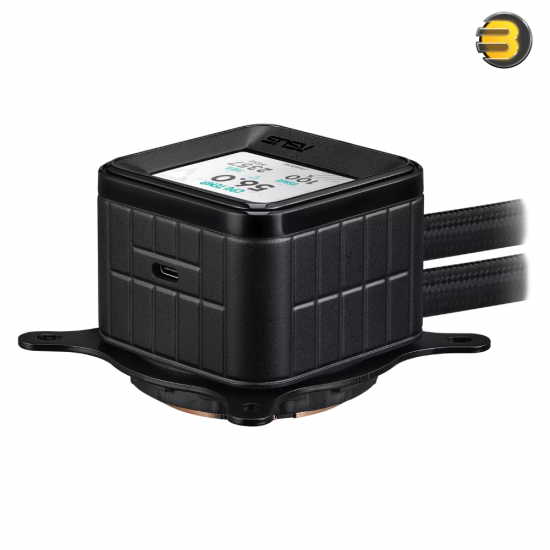 ASUS Prime LC 360 ARGB LCD AIO Liquid CPU Cooler — 2.3-inch LCD for CPU/GPU stats, Asetek pump, 3×120mm daisy‑chain ARGB fans, reinforced sleeved tubing, Intel LGA 1851/1700/1200/115x & AMD AM5/AM4
