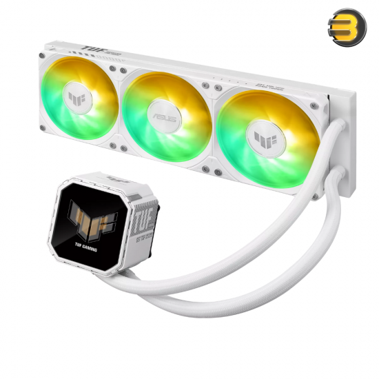 ASUS TUF Gaming LC III 360 ARGB LCD White Edition All-in-One Liquid CPU Cooler - 360mm Radiator, Triple 120mm ARGB Fans, 2.8 LCD Display for System Monitoring, Custom GIFs & MP4 Support, High Airflow Design